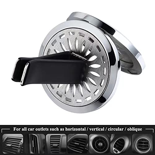 Car Aromatherapy Essential Oil Diffuser Locket Lotus Pattern Stainless Steel Car Air Fresheners Vent Clips Decorative - style: Lotus