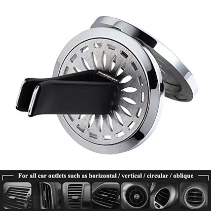 Car Aromatherapy Essential Oil Diffuser Locket Lotus Pattern Stainless Steel Car Air Fresheners Vent Clips Decorative - style: Lotus