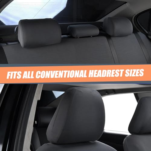 2 PCS Car Seat Headrest Cover, 9" x 10.6" Knitted Stretch Breathable Fully Surrounded Simple Dust Cover, Reusable Flexible Headrest Protector, Universal for Most Cars (Black) - color: Black