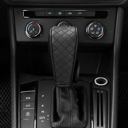 Cxtiy Gear Shift Knob Cover PU Leather Car Stick Shift Knob Cover Universal Fit for Most Cars, Non-Slip Gear Shifter Protector, Stylish Gear Shift Hoodie (Black) - color: Black