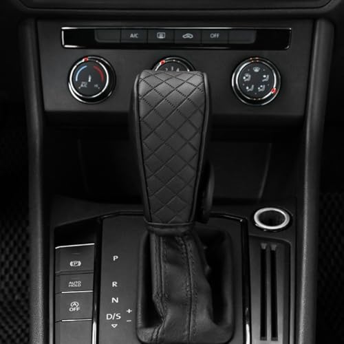 Gear Shift Knob Cover PU Leather Car Stick Shift Knob Cover Universal Fit for Most Cars, Non-Slip Gear Shifter Protector, Stylish Gear Shift Hoodie (Black) - color: Black
