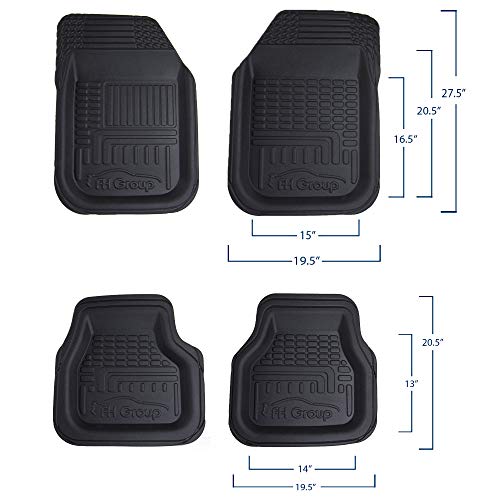 FH Group Automotive Floor Mats - Deep Dish Floor Mats, TPO Plastic Climaproof Floor Mats for Cars, Universal Fit, Trimmable Car Floor Mats, Full Set, Floor Mats for Sedan, SUV, Truck Floor Mats Black