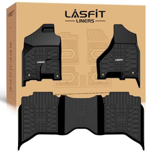 LASFIT Floor Mats 2013-2018 for Dodge Ram 1500/2500/3500 Crew Cab, 2019-2024 for Dodge Ram 1500 Classic Crew Cab 4 Full Size Doors All Weather TPE Custom Fit Car Mats Floor Liners 1st & 2nd Row, Black - style: 1) 1500/2500/3500 | 2013-2018 |Crew Cab Floor