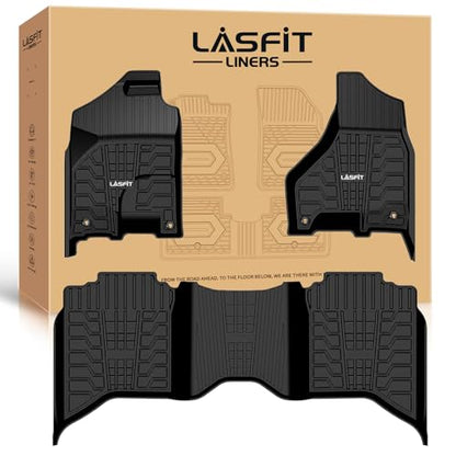 LASFIT Floor Mats 2013-2018 for Dodge Ram 1500/2500/3500 Crew Cab, 2019-2024 for Dodge Ram 1500 Classic Crew Cab 4 Full Size Doors All Weather TPE Custom Fit Car Mats Floor Liners 1st & 2nd Row, Black - style: 1) 1500/2500/3500 | 2013-2018 |Crew Cab Floor