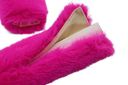 Pinbola 5pcs in 1 Set Faux Wool Steering Wheel Cover Soft Fluffy Handbrake Cover & Gear Shift Cover & 2pcs Seat Belt Shoulder Pads Warm Universal Fit for 15 Inch (Purple Pink) - color: Purple Pink