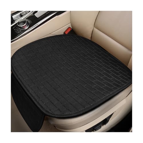 Front Car Seat Cover, Anti-Slip Breathable Linen Bottom Seat Protector Covers with Storage Pockets, Universal Front Driver Seat Pad Mat for Cars SUVs Truck Van (Black) - color: Black, size: Front