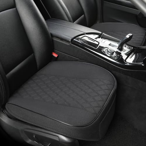 West Llama Linen Front Car Seat Cover Protector Anti-Slip Bottom Seat Cover Fits 95% of Vehicles,Wrapping Around The Bottom,Diamond Pattern(Black-2Pcs) - color: Diamond Pattern-Black, size: 2 Piece Linen
