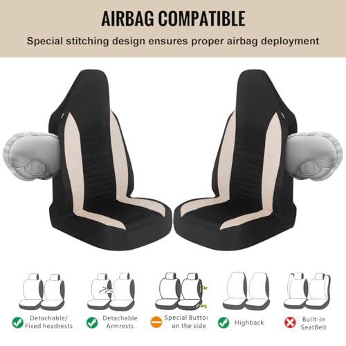 Car Seat Covers - Bucket Seat Cover Seat Achieve The Perfect Combination of Style and Protection with Universal Fit Seat Covers for Sedan, Truck, SUV(Black Beige)…