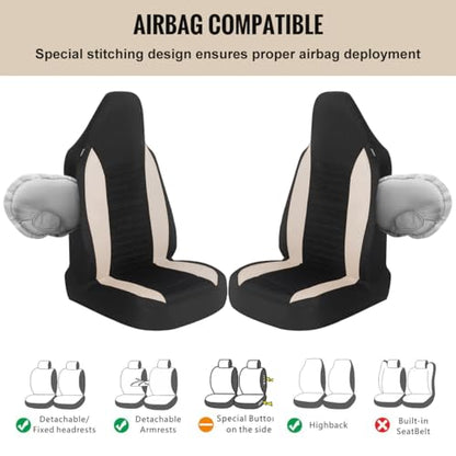 Car Seat Covers - Bucket Seat Cover Seat Achieve The Perfect Combination of Style and Protection with Universal Fit Seat Covers for Sedan, Truck, SUV(Black Beige)…