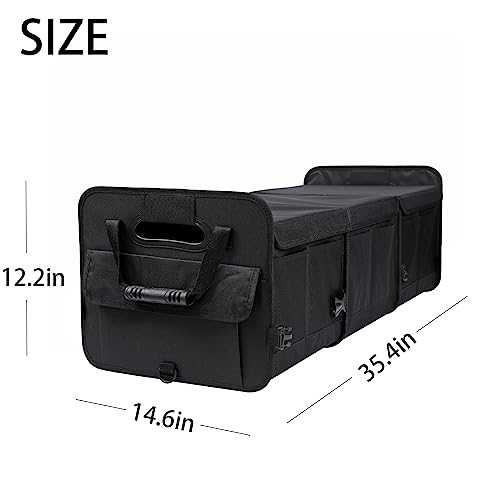AOKJOY Car Trunk Organizer with Lid Storage Collapsible Multi Compartment Adjustable Straps for SUV, Truck, Sedan(Black) XL - color: Black