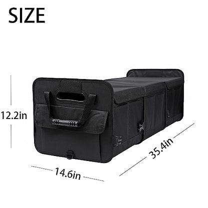 AOKJOY Car Trunk Organizer with Lid Storage Collapsible Multi Compartment Adjustable Straps for SUV, Truck, Sedan(Black) XL - color: Black
