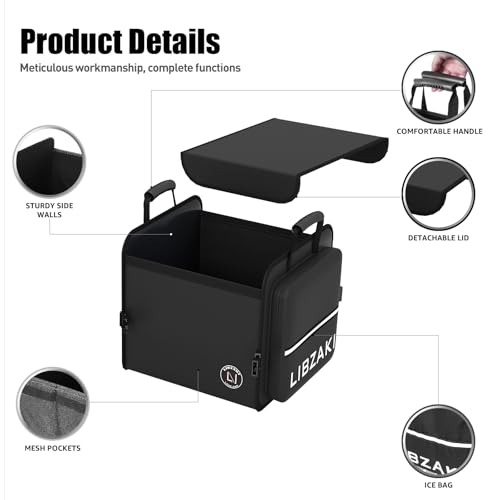 LIBZAKI Car Trunk Storage Organizer, Collapsible Trunk Storage Box for Car Truck SUV-Black - color: Black, size: Small