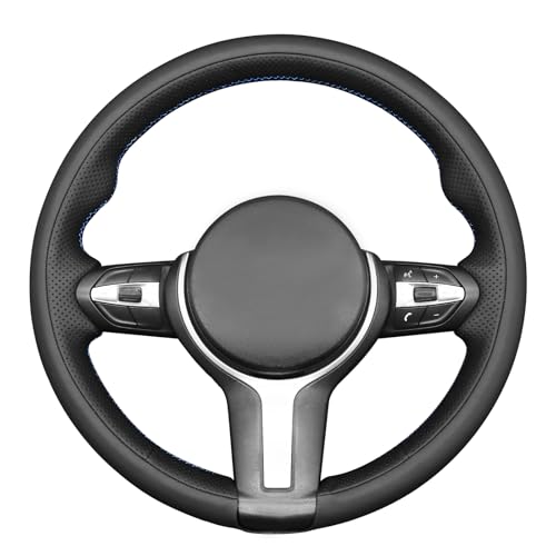 MEWANT Hand-Stitched Steering Wheel Cover for BMW (M Sport) F22 F23 F30 F34 F32 F33 F36 F10 F07 F12 F13 F06 F39 F25 F26 F15 F16, DIY Custom Fit Steering Wheel Wrap for BMW - color: 27:3D style:Microfiber leather&Red thread