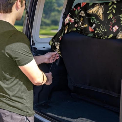 Butterfly Mushroom Flower Print Rear Bench Towel Seat Covers, Nonslip Back Seat Cover Washable Bench Seat Covers, Wear-Resistant Car Seat Covers Protector for Dogs - color: Butterfly Mushroom Flower