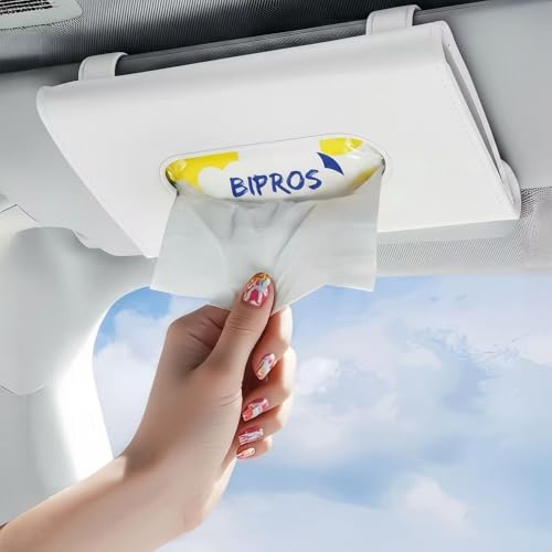 Car Tissue Holder for Visor, Tissue Organizer for Cars with Lotion Facial Tissues, Slim Car Napkin Holder, Easy-Access Visor Tissue Holder for Parents, Allergy Season & Daily Commute - color: White, size: Vintage - 1 Pack