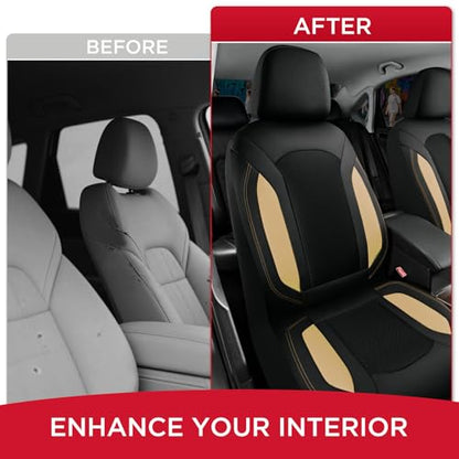Rubbermaid Leather Mesh Car Seat Covers, Breathable Air Mesh Front Seat Cover, Universal Fit Slip-on Design, Airbag Compatible, Automotive Seat Protector for Most Cars, SUVs, Trucks, Vans-Beige - color: Beige