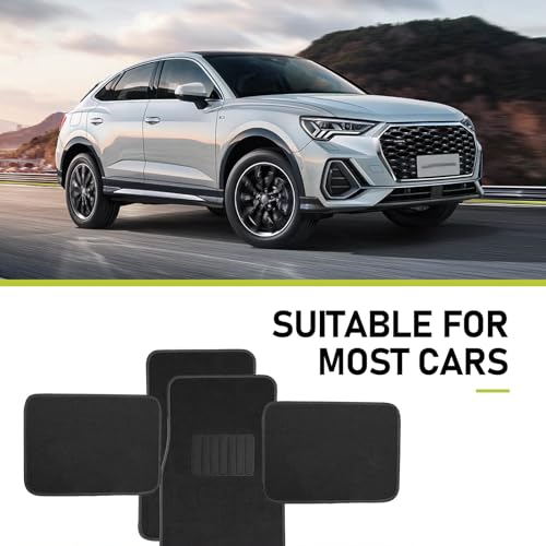 4 PCS Car Carpet Floor Mats, 25.59In x 17.12In, 11.81In x 17.12In, Anti-Slip Durable Vehicle Protective Mat, Universal All-encompassing Floor Pads for Most Cars SUVs (Black)