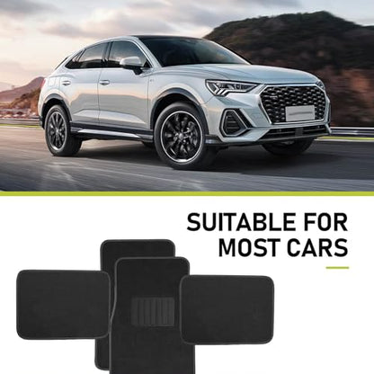 4 PCS Car Carpet Floor Mats, 25.59In x 17.12In, 11.81In x 17.12In, Anti-Slip Durable Vehicle Protective Mat, Universal All-encompassing Floor Pads for Most Cars SUVs (Black)