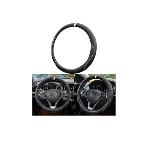 Car Steering Wheel Cover, 15 Inchs Microfiber Leather Non-Slip Vehicle Steering Wheel Protector, Breathable Auto Interior Protection Accessories, Universal for SUV Sedan Truck (Black/White) - color: Black/White