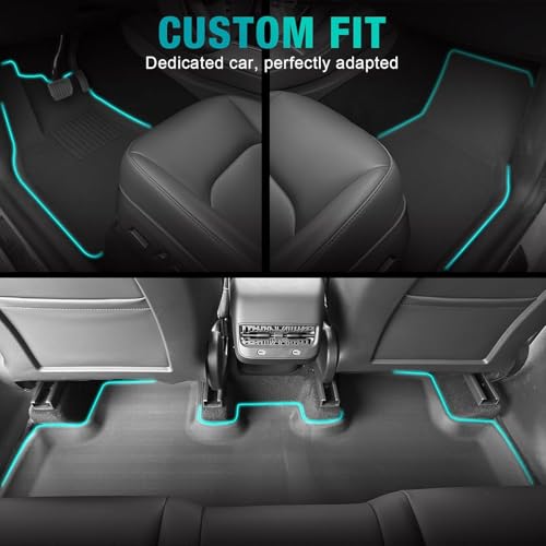 Big RED Floor Mats for Tesla Model Y 5 Seat: 2025 2026 Custom Fit, All Weather Cargo Liner Trunk Accessories, Set of 3 Mats