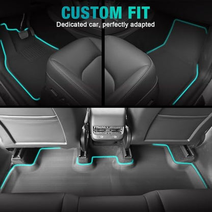 Big RED Floor Mats for Tesla Model Y 5 Seat: 2025 2026 Custom Fit, All Weather Cargo Liner Trunk Accessories, Set of 3 Mats