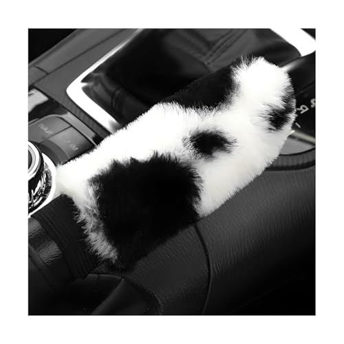 Cow Print Car Handbrake Cover, Cute Cow Print Anti-Slip Plush Handbrake Protector for Winter Warm, Soft Fluffy Comfortable Grip Printed Hand Brake Covers for Women Girls - color: Handbrake Cover