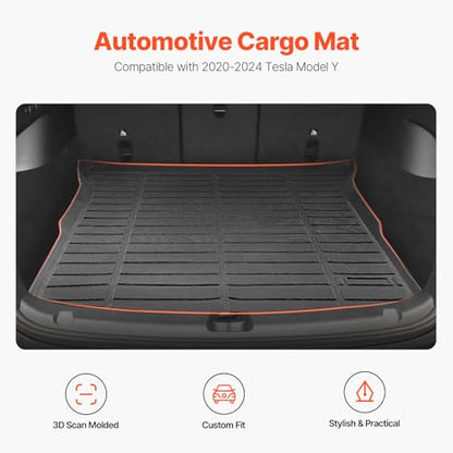 VEVOR Cargo Mat Compatible with Tesla Model Y 2020-2024, Precise Fit Trunk Mat for SUVs, TPE Trunk Protector Replacement, Black (1PCS) - style: Tesla Model Y 2020-2024