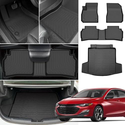 Floor Mats for Chevy Malibu 2016-2025, Custom Fit Chevrolet Malibu LS, RS, LT, Premier, 2023 Malibu Floor Mats, TPE Duty Anti-Slip 1st & 2nd Row & Cargo Liner,Cargo NOT for Hybrid 2017-2024 or Limited - style: 5)2016-2025|Malibu|Floor&Cargo Mats