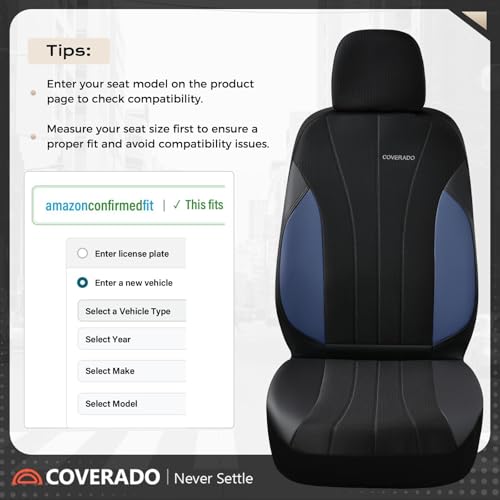 Coverado Seat Covers for Car, Leather Automotive Car Seat Covers 5 Seats, Mesh Breathable Auto Seat Protectors, Driver Seat Covers Universal Fit for SUV, Truck, Vans, Sedan - color: B-Blue&Black