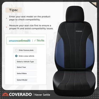 Coverado Seat Covers for Car, Leather Automotive Car Seat Covers 5 Seats, Mesh Breathable Auto Seat Protectors, Driver Seat Covers Universal Fit for SUV, Truck, Vans, Sedan - color: B-Blue&Black
