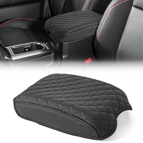 Thicker Center Console Cover fit for Toyota Tacoma 2016 2017 2018 2019 2020 2021 2022 2023,Waterproof Microfiber Leather Middle Console Armrest Cover,Arm Rest Box Lid Cushion Protector,Black - color: Diamond Quilted - Black