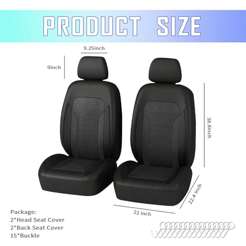 4PCS Cooling Car Seat Covers,Breathable Front Seat Covers with Mesh Construction and Foam Padding,Car Seat Protector to Reduce Back Sweating,Universal Car Interior for Car SUV (Black) - color: Black