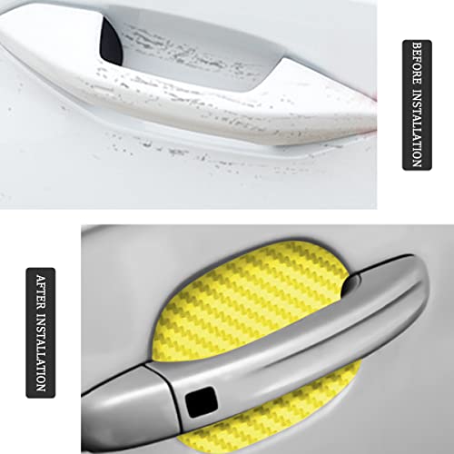 4PCS Car Handle Cup Stickers, Carbon Fiber Scratch Auto Protective Film, Non-Marking Bowl Protector, Universal for Most Cars, SUV, Van (Yellow/4PCS) - color: Yellow/4PCS