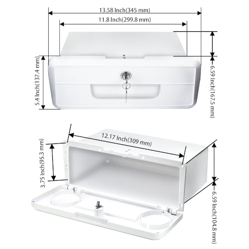 Pactrade Marine Boat Pontoon Yacht Storage Compartment Durable Standard Lightweight Lockable ABS Locking Plastic Glove Box White Spacious with Keys - style: White, with Keys