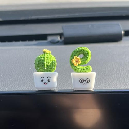 Car Rearview Mirror & Dashboard Accessories - Succulent Cactus Decor, Aesthetic Car Ornament, Funny Interior Decoration Gifts