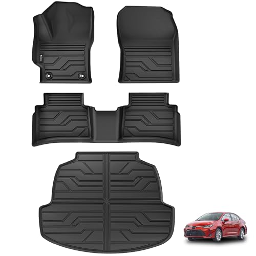 KARPAL Floor Mats Fit for Toyota Corolla 2020-2026 Sedan/Sedan Hybrid (Not for Hatchback and Cross), Custom Fit All Weather TPE Floor Liners, 1st & 2nd Row & Cargo Liner, Corolla Accessories - style: 2020-2026 | For Toyota Corolla | 1st & 2nd Row & Cargo