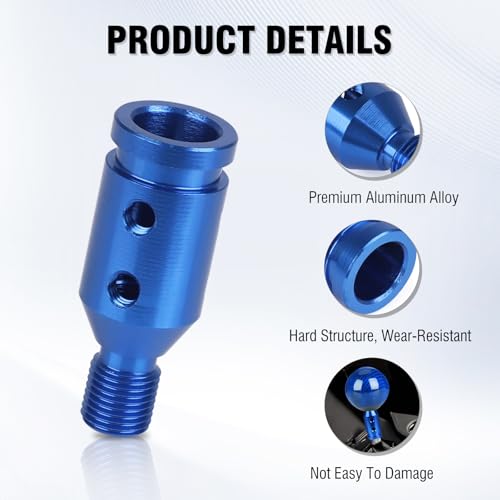 Universal Gear Shift Knob Adapter 12x1.25,Aluminum Alloy Shifter Knob Adapter,Gear Shift Adapter for Non-Threaded Manual Shifters M12x1.25(Blue) - color: M12x1.25(Blue)