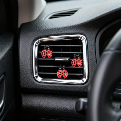 6-Pack Ladybug Car Vent Clips, Cute Insect-Shaped Dashboard Vent Decorations, Car Interior Accessories for Cars, Trucks & SUVs (Black, Unscented)