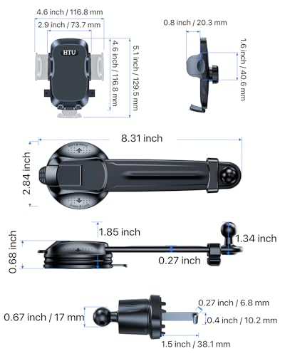 [True Military-Grade Car Phone Holder [2026 Upgraded Strongest Suction & Vent Clip] Cell Phone Car Mount for Dashboard Windshield Vent Truck Cradle Dash Stand,(Black)