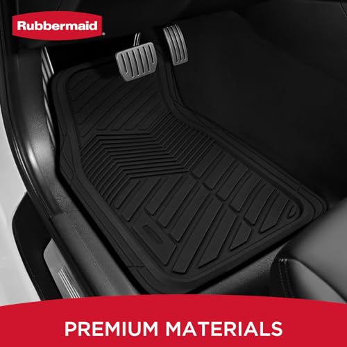 Rubbermaid Car Mats Full Set – All Weather Car Floor Mats Universal Trim-to-Fits Design,Heavy Duty Car Mats for Cars, SUVs, Trucks,and Vans - Gray - color: Black