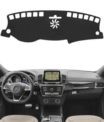 BIBLOZ Dash Cover Mat for Mercedes Benz 2017 2018 2019 GLE Model GLE300d GLE350 GLE400 GLE550e GLE43 GLE63 Accessories Black Flannel Interior Trim Car Dashboard UV Sun Protection - size: 2017-2019 GLE