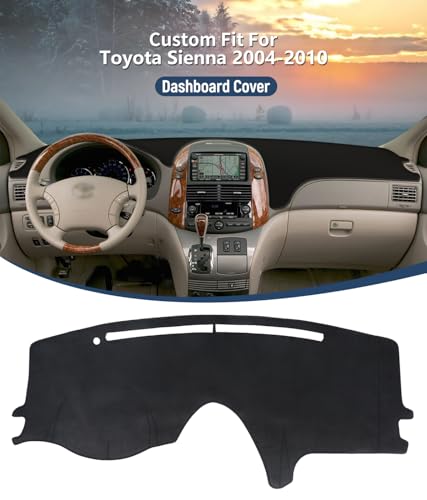 BIBLOZ Dash Cover for Toyota Sienna 2004-2010 Accessories Black Flannel Dashboard Cover Mat Car Dashboard UV Sun Protection - size: 2004-2010 Sienna