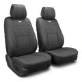 FH Group Front Set Faux Leather Seat Cushions - Car Seat Covers for Low Back Seat, Universal Fit, Airbag Compatible Car Seat Cover for SUV, Sedan, Solid Black - color: Black, style: Front Set