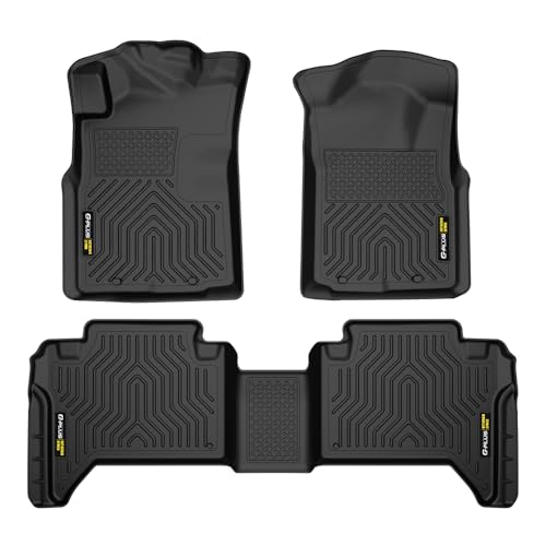 G-PLUS TPE Cargo Liners Black Compatible with Toyota Tacoma Double Cab 2005-2015 All Weather Full Cover Protection 1st & 2nd Row Floor Liner - size: Fit Toyota Tacoma 2005-2015 | Double Cab | 3PCS