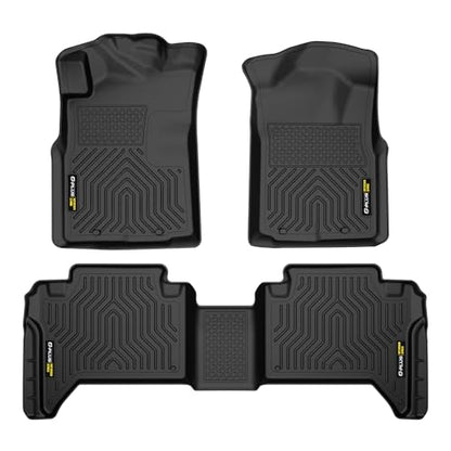 G-PLUS TPE Cargo Liners Black Compatible with Toyota Tacoma Double Cab 2005-2015 All Weather Full Cover Protection 1st & 2nd Row Floor Liner - size: Fit Toyota Tacoma 2005-2015 | Double Cab | 3PCS