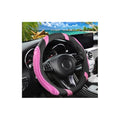 15 Inch Car Leather Steering Wheel Cover, Automotive Accessories Elastic Breathable Anti-Slip Soft Wheel Protector Fits Men and Women, Suitable for SUVs, Trucks, Vehicles and RVs (Pink) - color: Pink