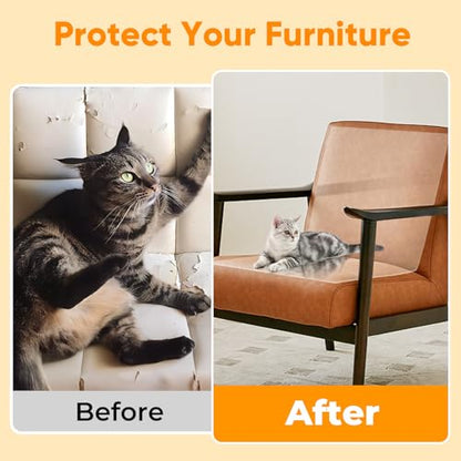 Cat Scratch Furniture Protector - 118.11"*15.75" Couch Protector from Claws - Deterrent for Furniture - Anti-Scratch Sofa Clear Protectors for Pet - Single Side Cat Tape for Door Wall