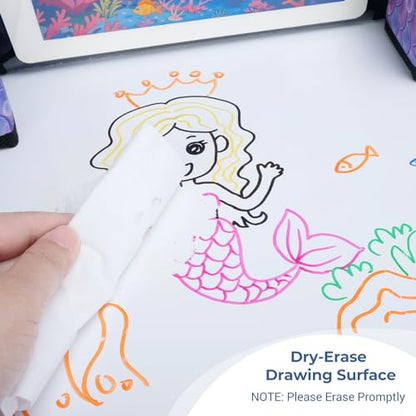 COOLBEBE Kids Travel Tray for Toddler Car Seat, Travel Tray for Airplane, Toddler Car Seat Lap Tray, Carseat Table Tray for Kids Travel Activities (Mermaid - color: Mermaid