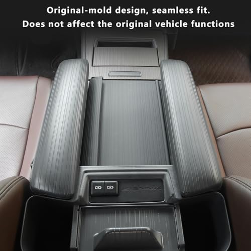 2PCS Center Console Armrest Side Cover for Toyota Sienna 2021-2026 Silicone Armrest Storage Box Side Cover Protector Compatible with LE/XLE/XSE/Woodland Edition/Limited/Platinum(Gray) - size: Center Console Armrest Side Cover
