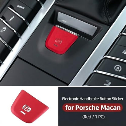 Red Parking Brake Button Cover for Porsche Macan 2014-2021, Premium Interior Electronic Handbrake P Switch Sticker, Auto Knob Modification Decorative Trim Accessories